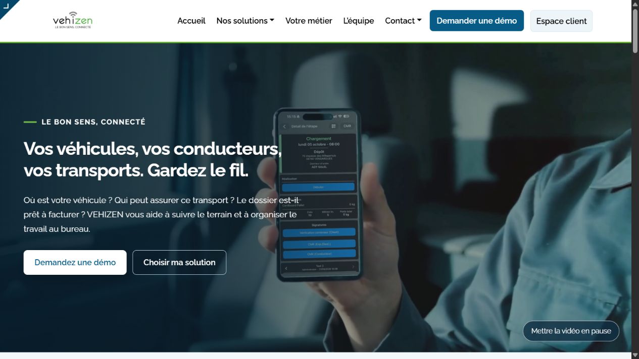 Aperçu du nouveau site VEHIZEN